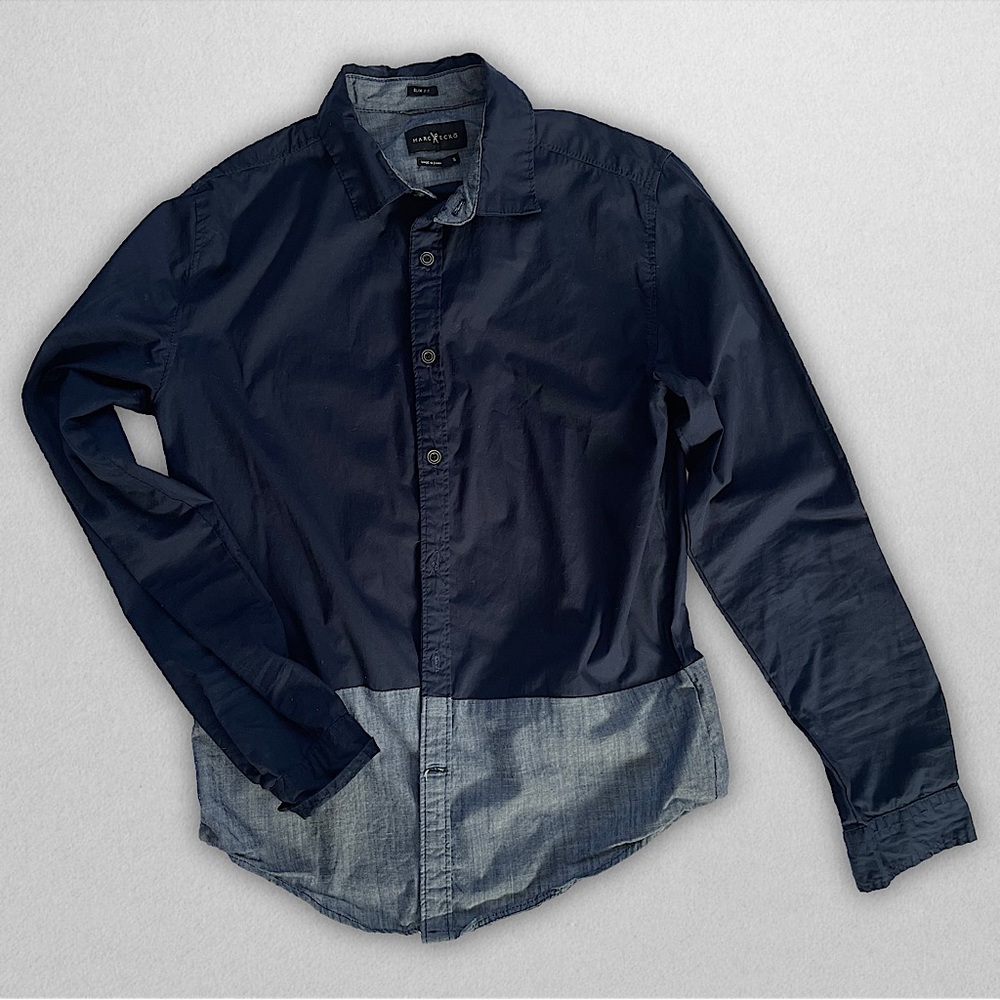 Blue Button Down Club Color Block Slim Fit - Picture 2 of 4